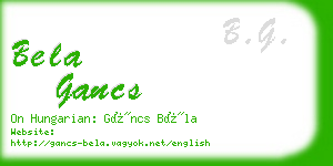 bela gancs business card